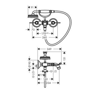 Смеситель для ванны Hansgrohe Montreux 16551820 Шлифованный никель